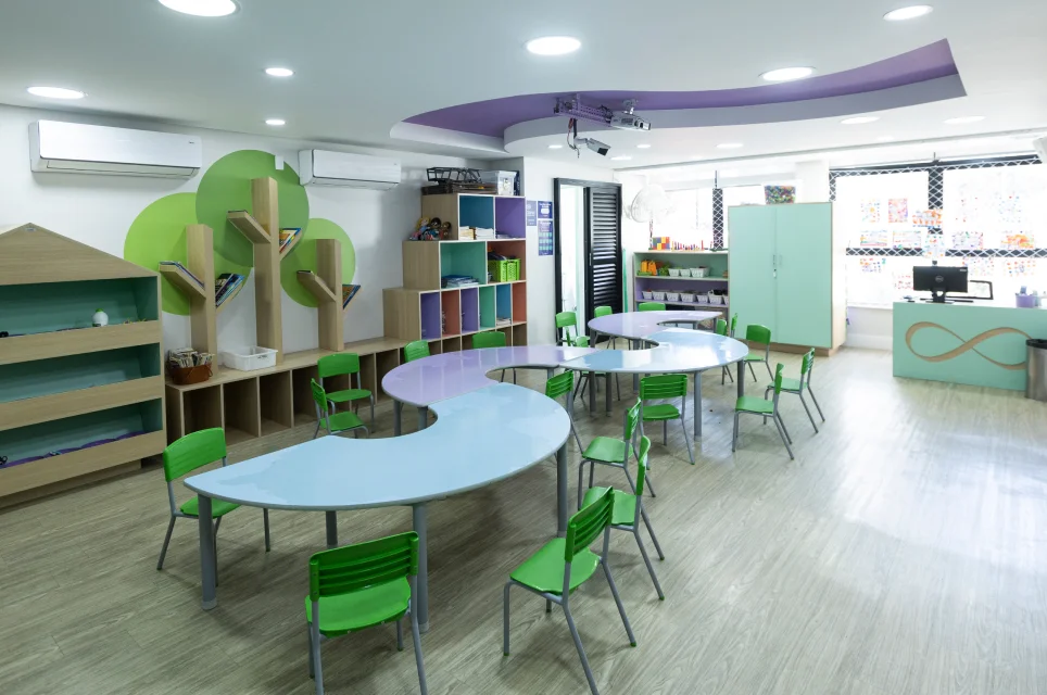 Sala de aula da Educação Infantil no Bernoulli Go. 