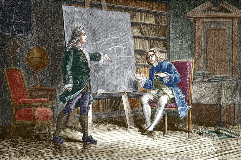 Pintura dos irmãos Bernoulli no século XVII. 