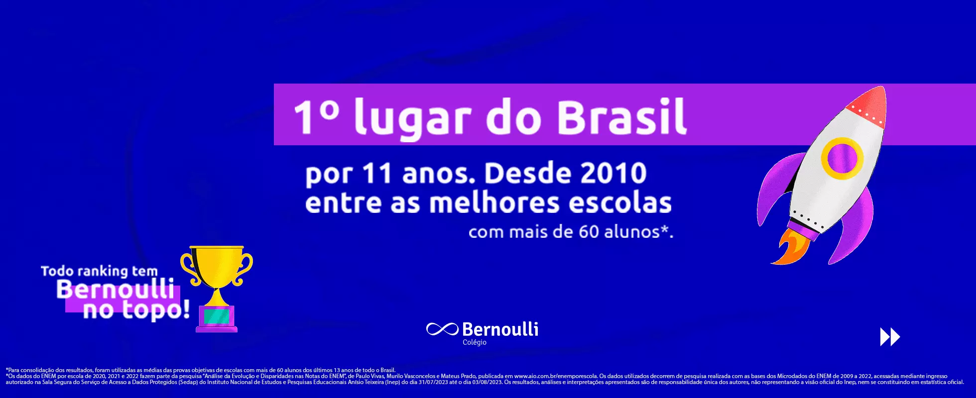 Colégio Bernoulli é o 1º lugar do Brasil por 11 anos no Enem