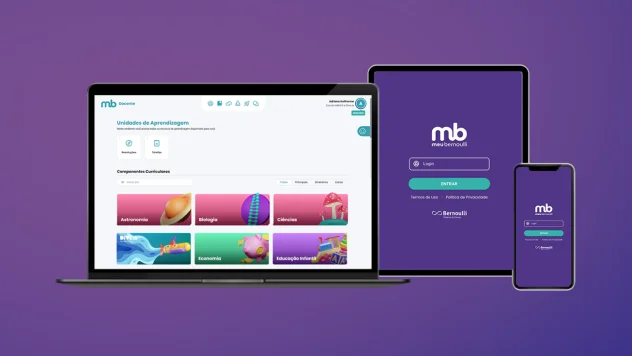 Plataforma Meu Bernoulli apresentado em diferentes dispositivos