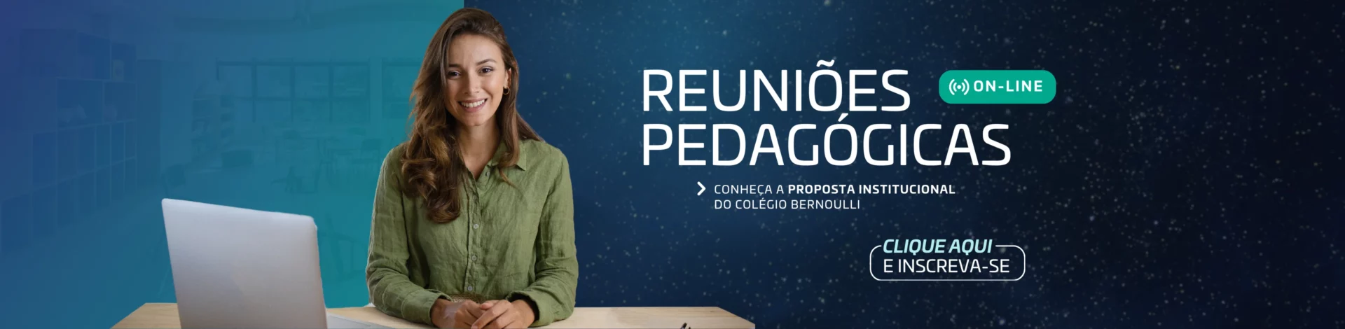 Banner informando sobre reuniões pedagógicas.